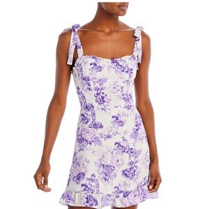 Aqua Purple Floral Womens Dress, XS